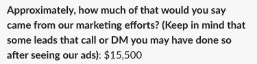 $15,500 generated from our marketing.